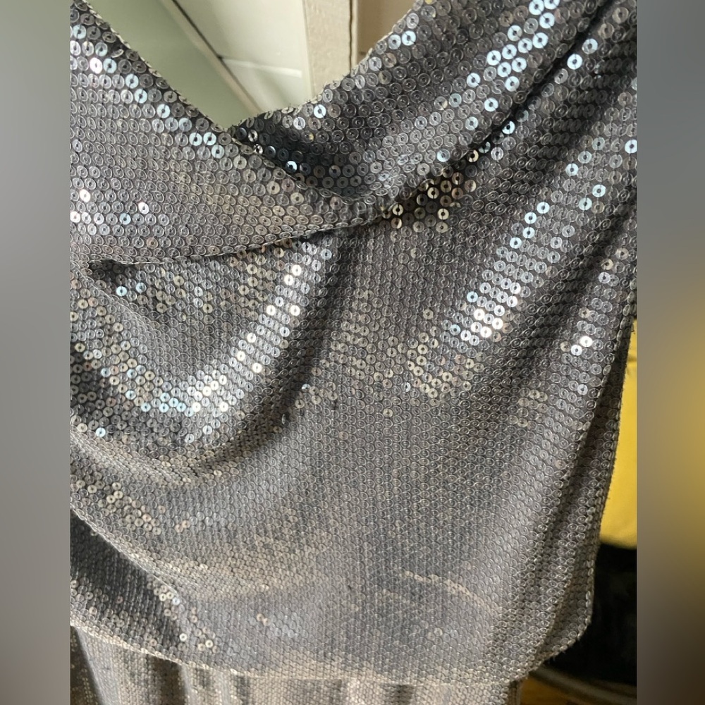 Robert Rodriguez Gunmetal Gray Sequin Silk Open Back Mini Dress Size 6 - Picture 5 of 12